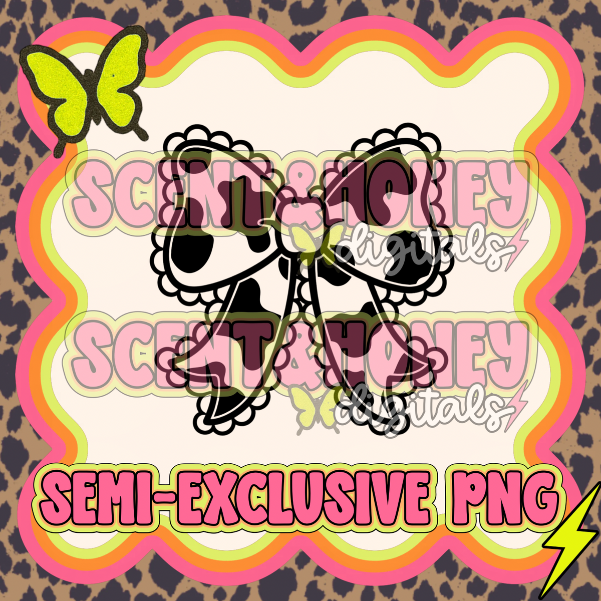 **SEMI-EXCLUSIVE** Plain Cow Print Bow PNG