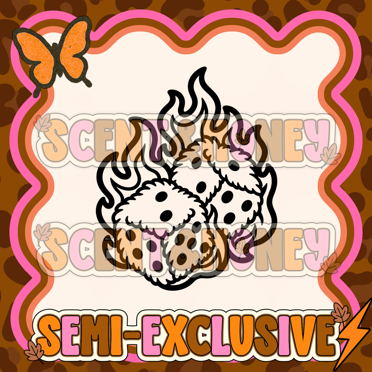 **SEMI-EXCLUSIVE** Fuzzy Flaming Dice PNG