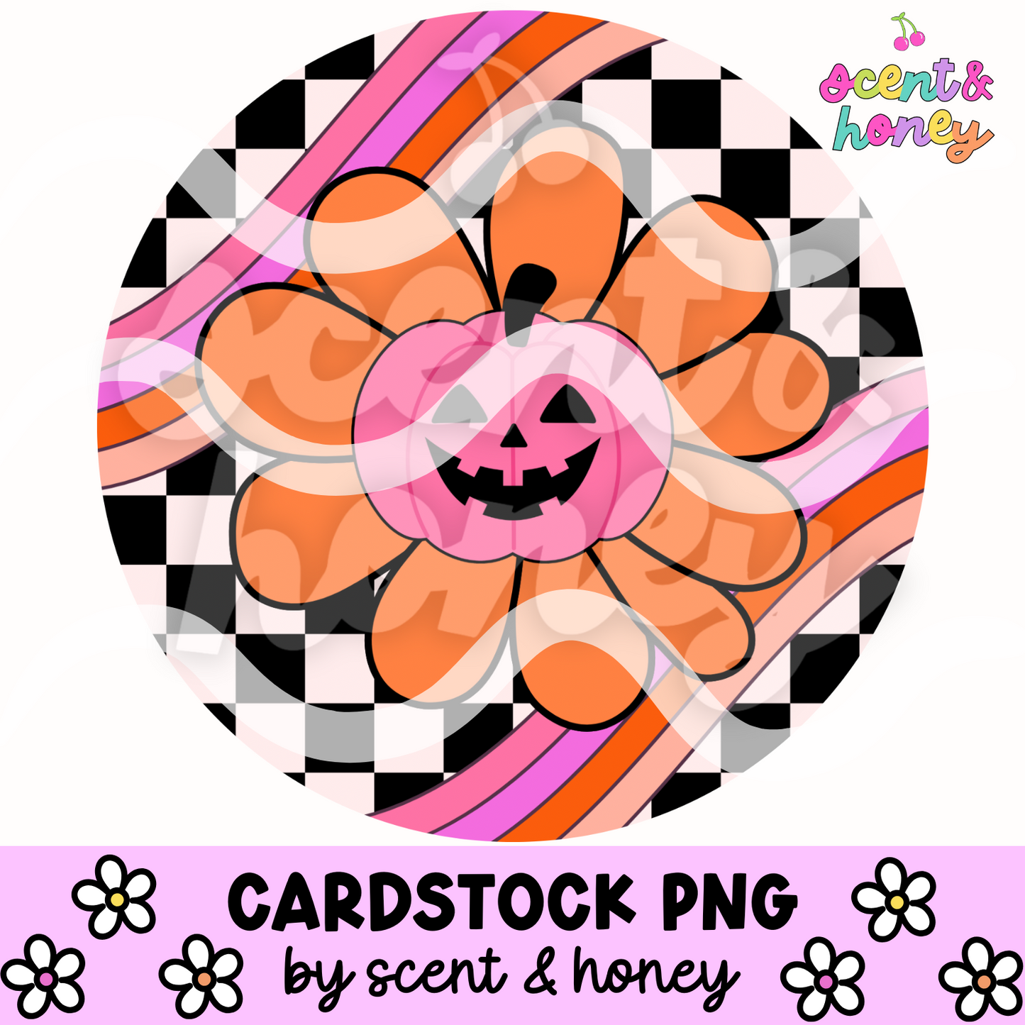 Groovy Pumpkin Flower Cardstock PNG