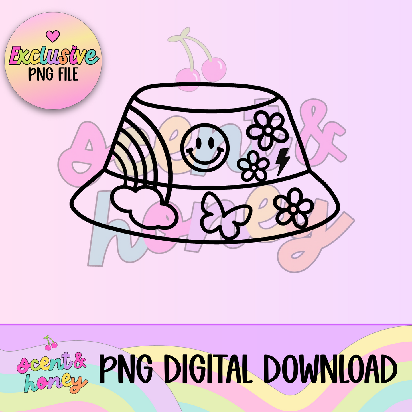 **SEMI-EXCLUSIVE** Groovy Bucket Hat PNG Download