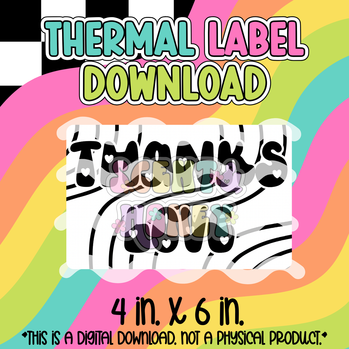 Groovy Thanks Love (4x6) Thermal Label