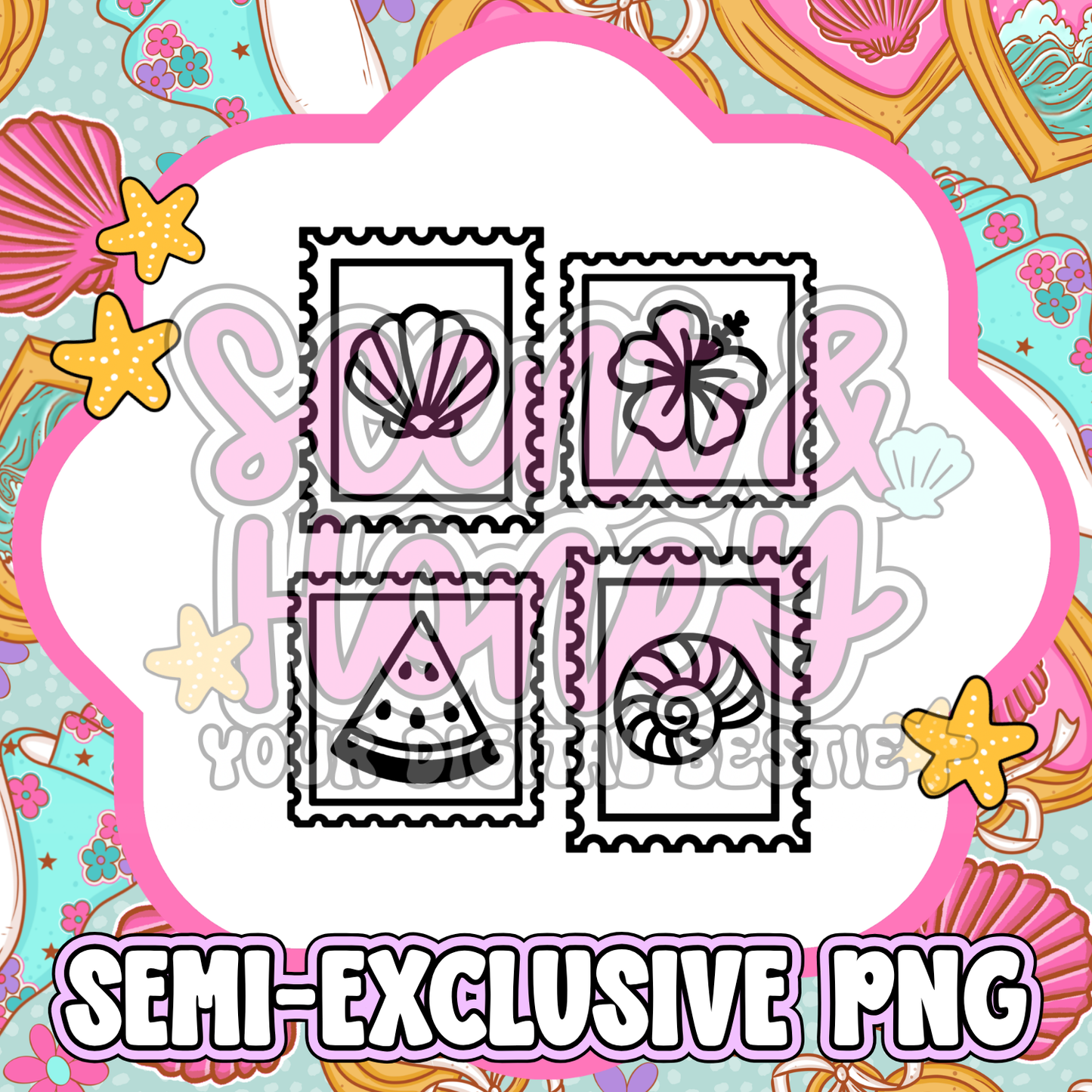 **SEMI-EXCLUSIVE** Summer Stamp Collage PNG