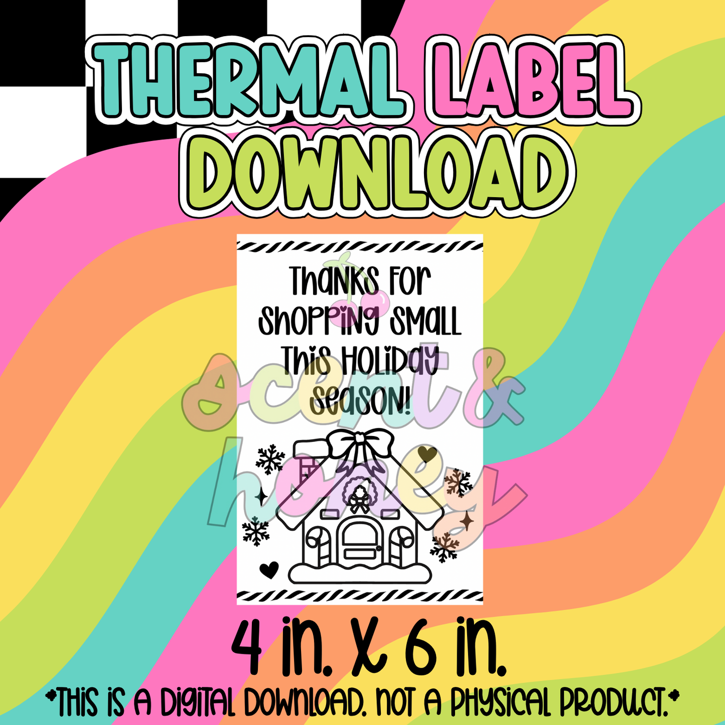 Thank You Gingerbread House (4x6) Thermal Label