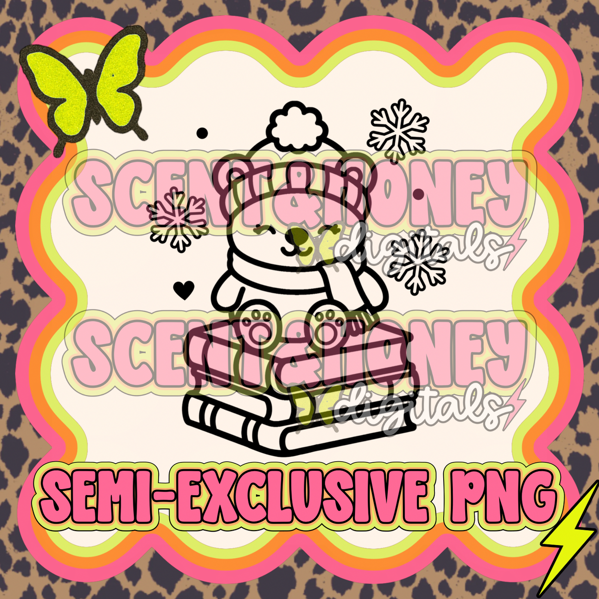 **SEMI-EXCLUSIVE** Bear Book Stack PNG