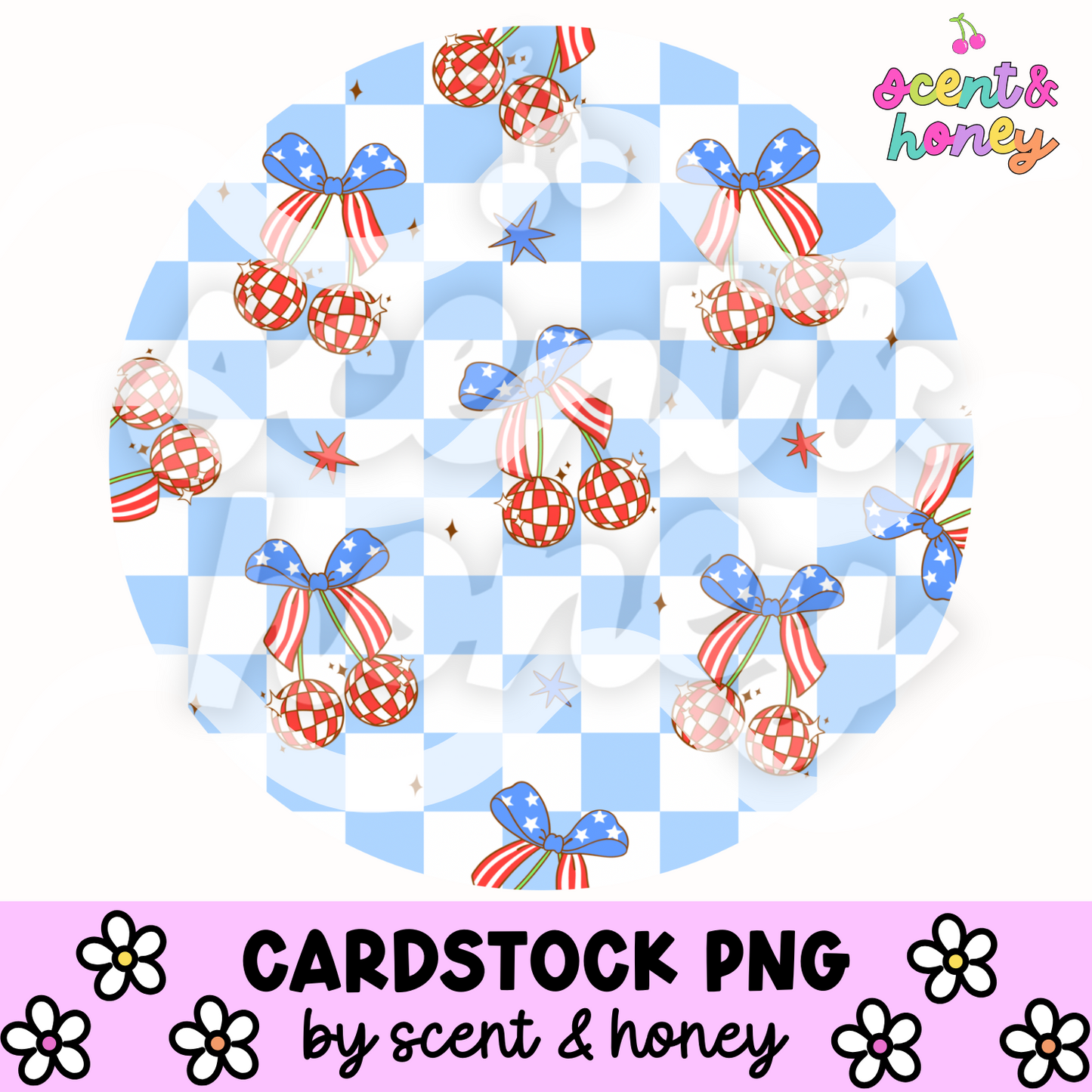 4th of July Disco Cherries Cardstock PNG