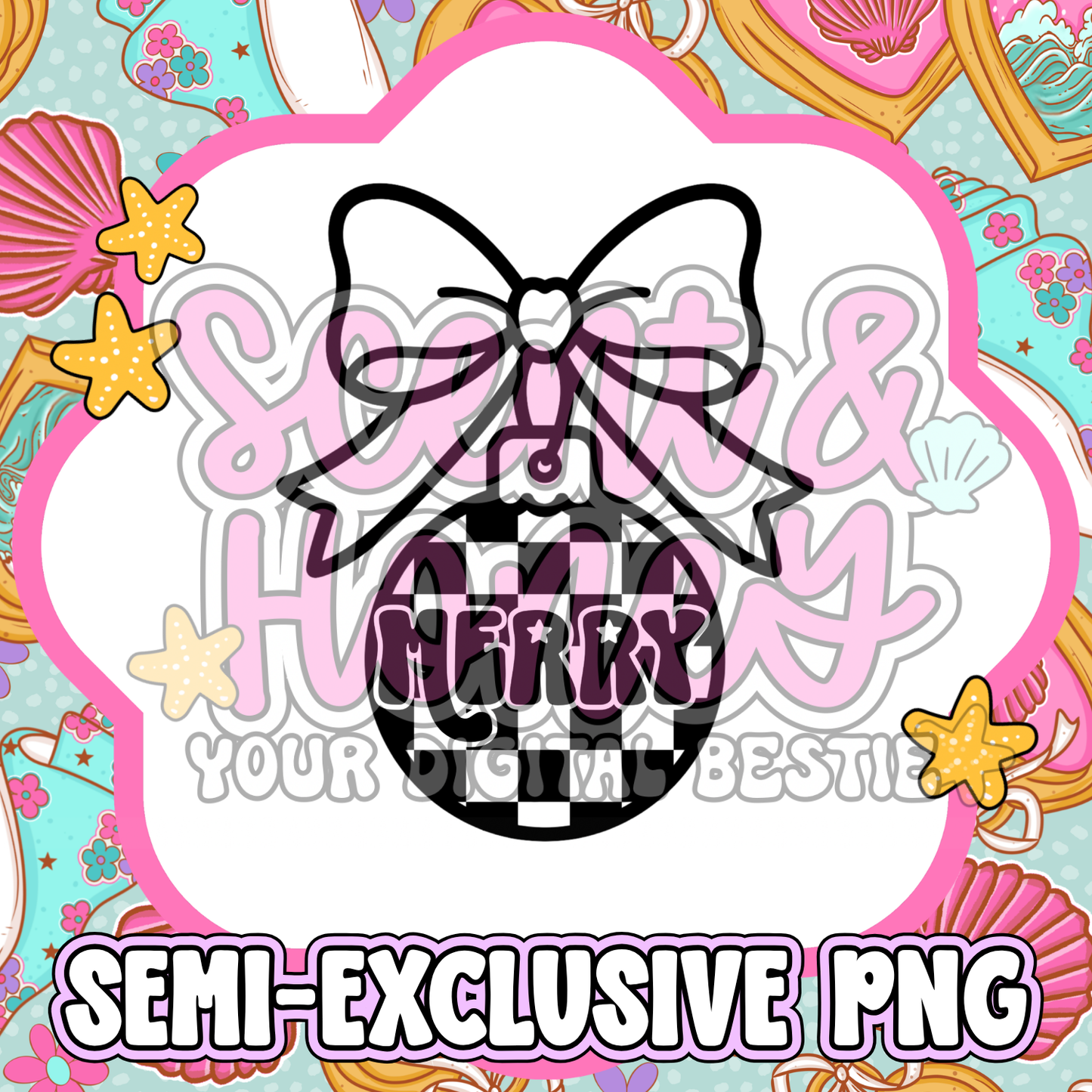 **SEMI-EXCLUSIVE** Christmas Bow Ornament (Merry) PNG