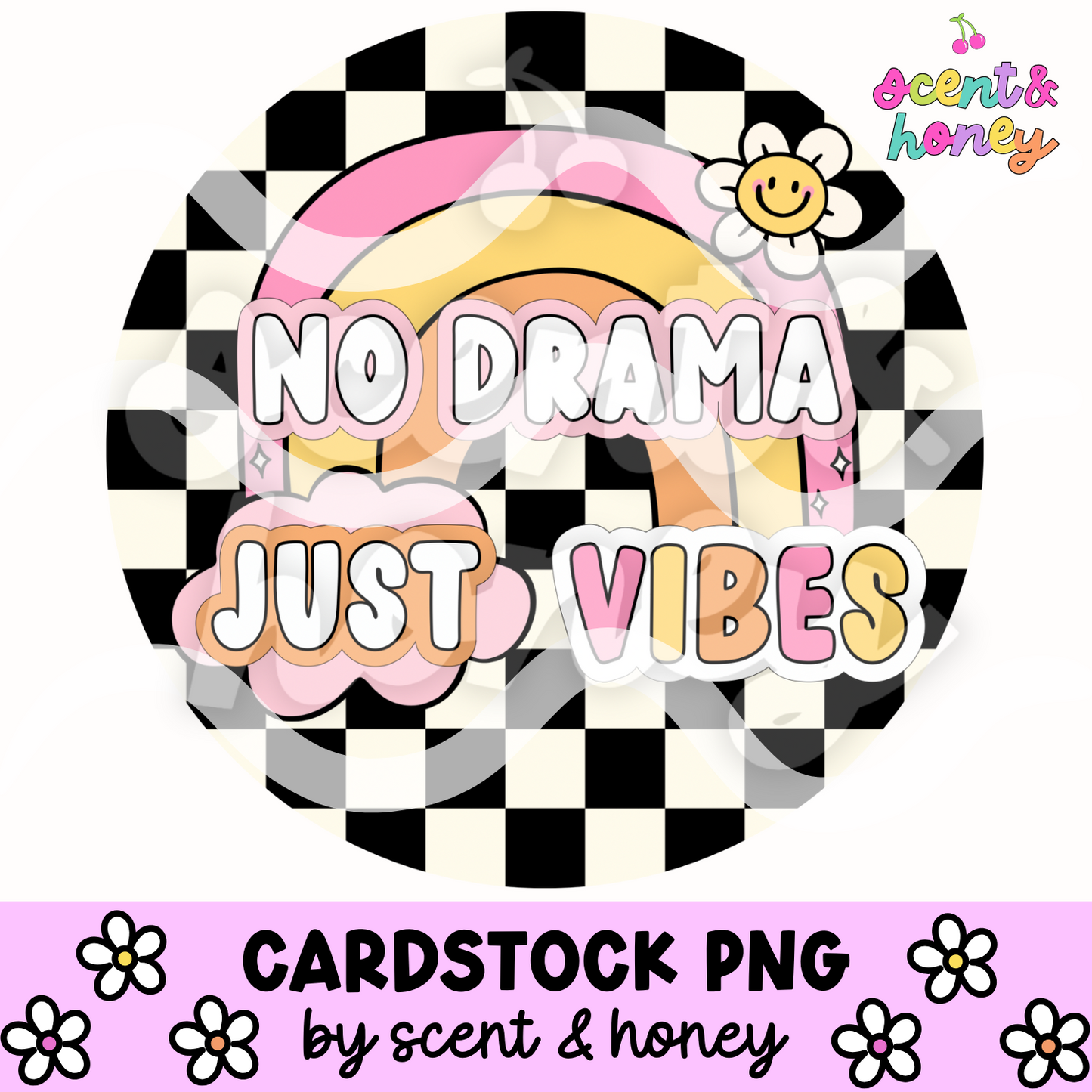 No Drama Just Vibes Cardstock PNG