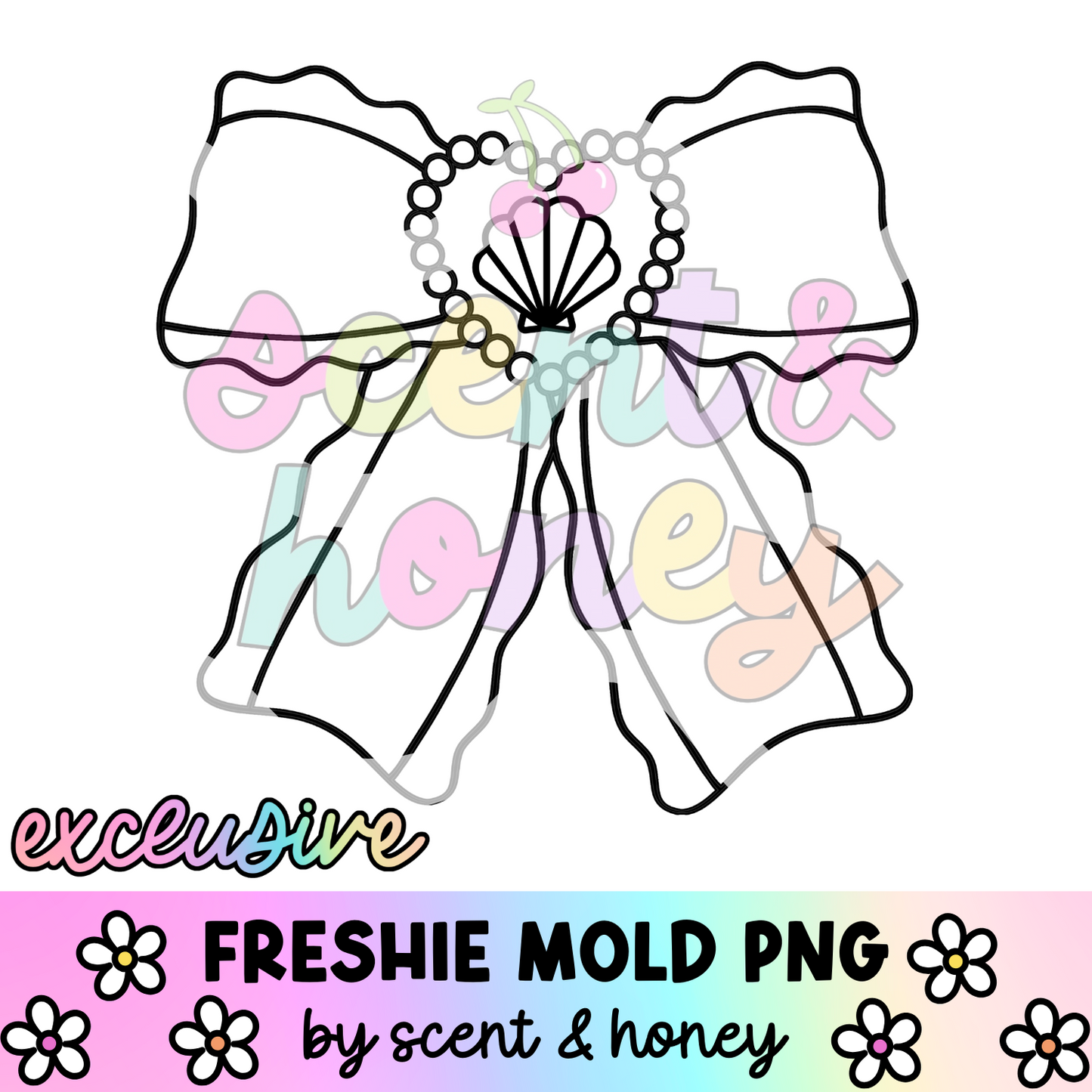 **SEMI-EXCLUSIVE** Pearls and Seashell Laced Bow PNG Download