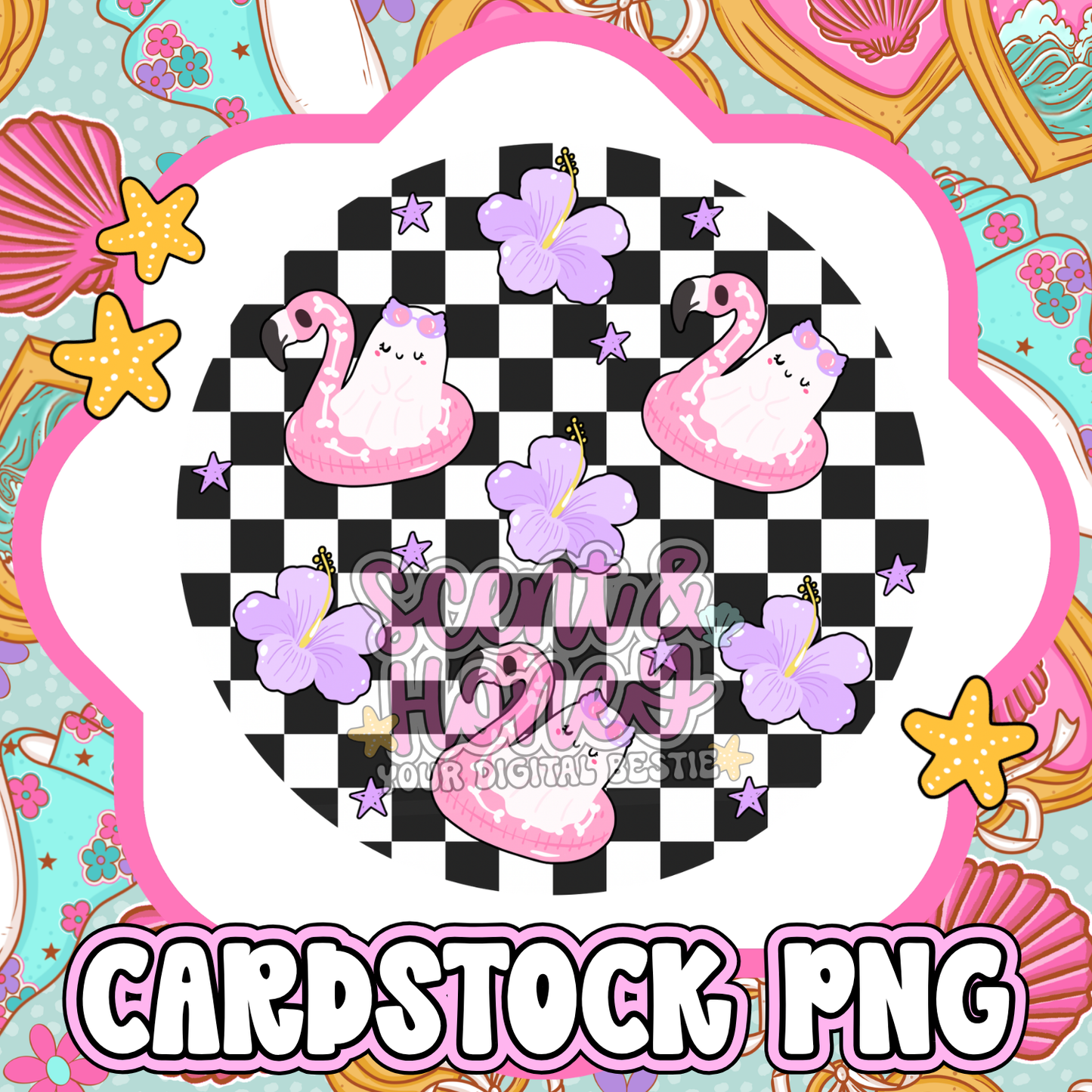 Spooky Ghoul Pattern Cardstock PNG