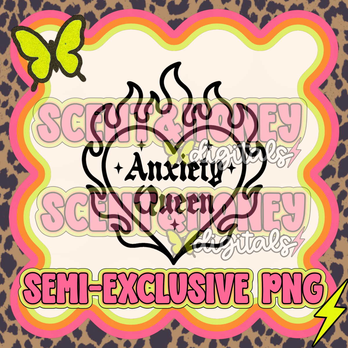 **SEMI-EXCLUSIVE** Anxiety Queen Flaming Heart PNG