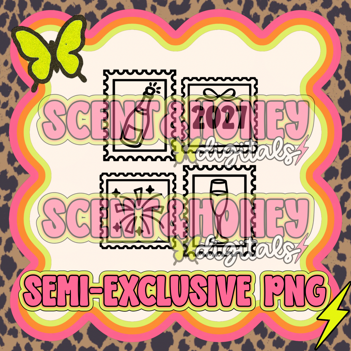 **SEMI-EXCLUSIVE** New Year Stamp Collage PNG