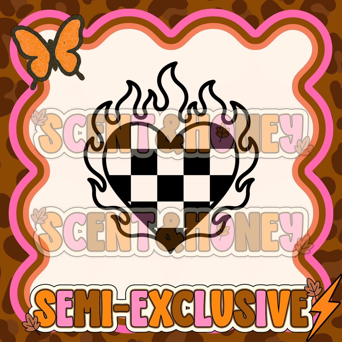 **SEMI-EXCLUSIVE** Checkered Flaming Heart PNG
