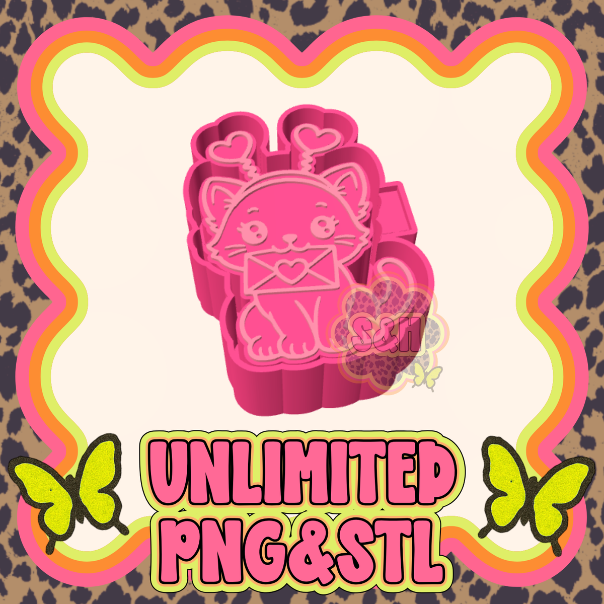 UNLIMITED - Valentine Cat PNG/STL