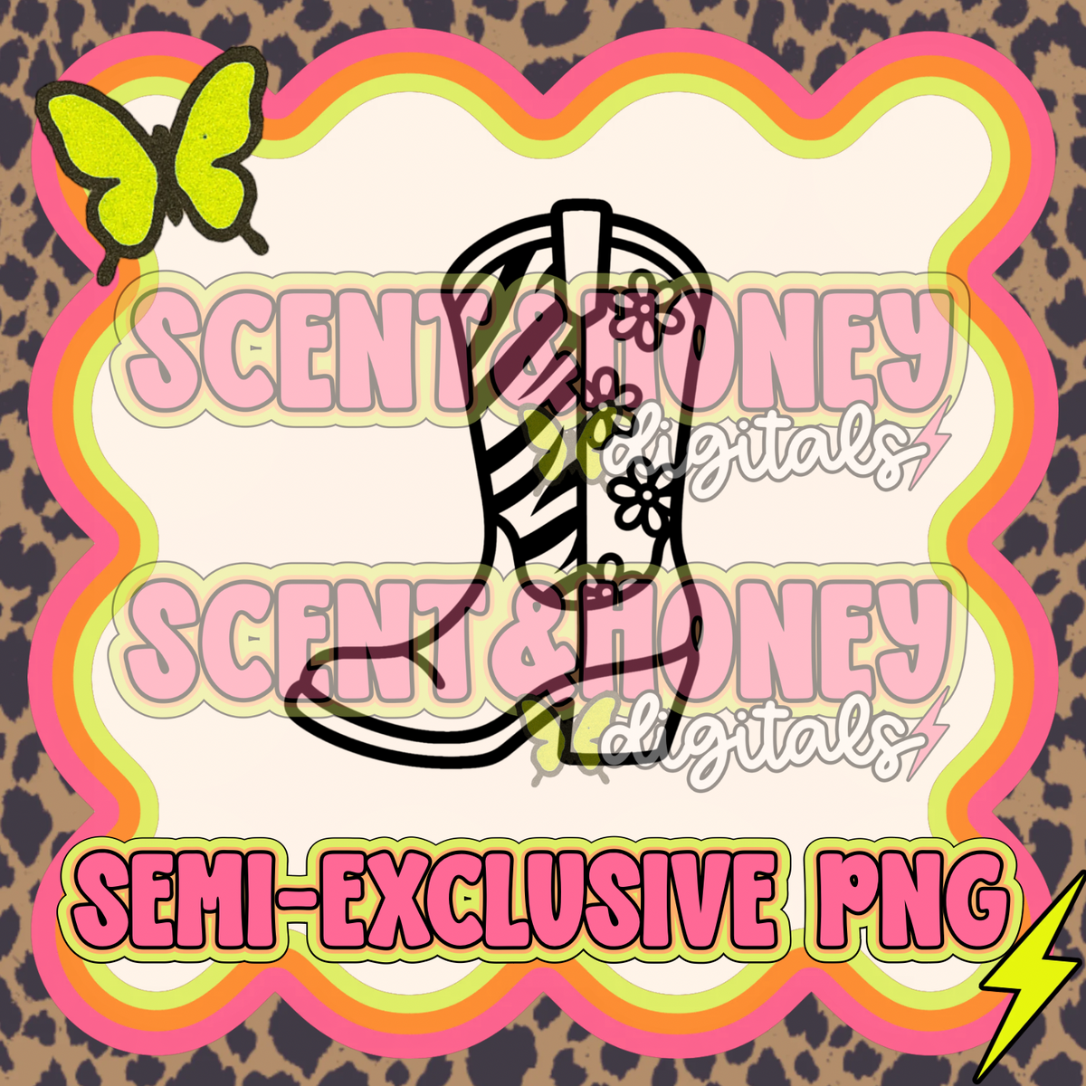 **SEMI-EXCLUSIVE** Cowgirl Boot (Zebra & Floral) PNG