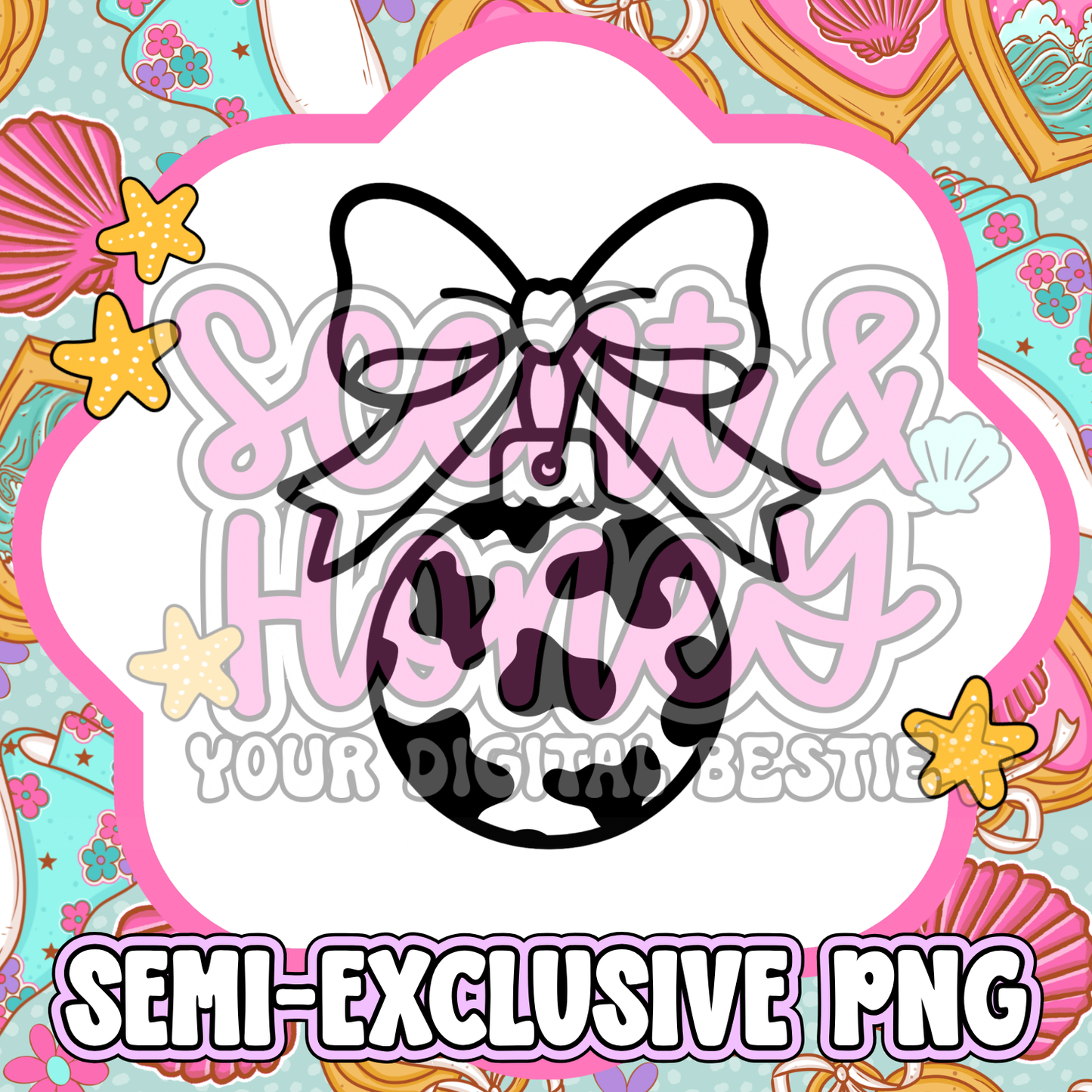 **SEMI-EXCLUSIVE** Christmas Bow Ornament (Cow Print) PNG