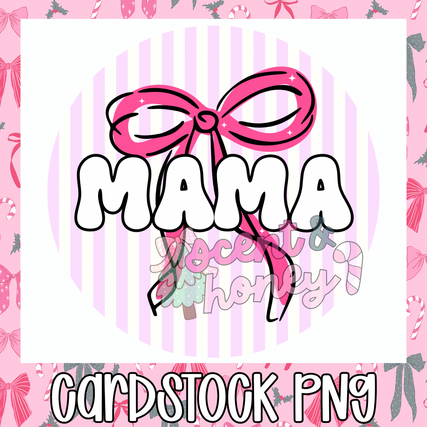 Mama with Bow Cardstock PNG