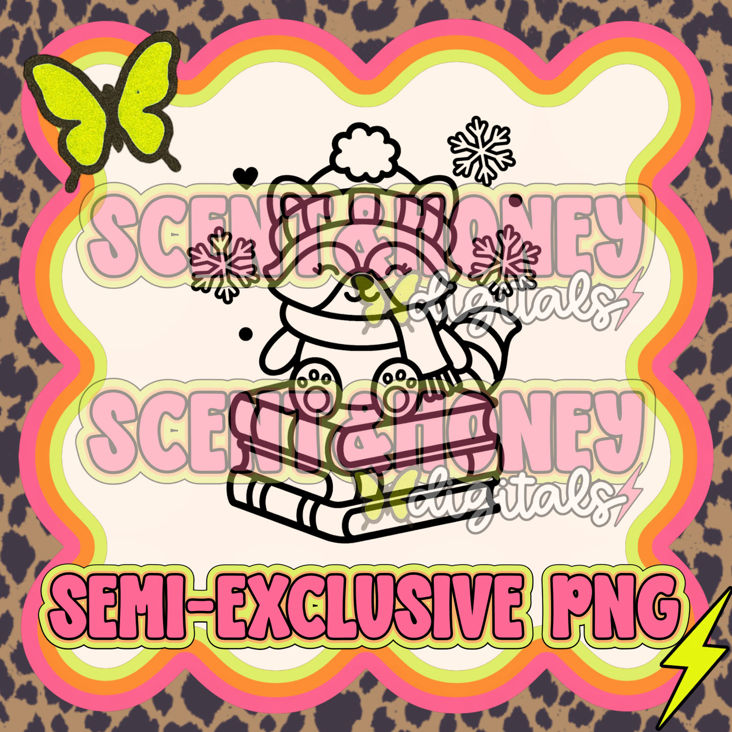 **SEMI-EXCLUSIVE** Raccoon Book Stack PNG