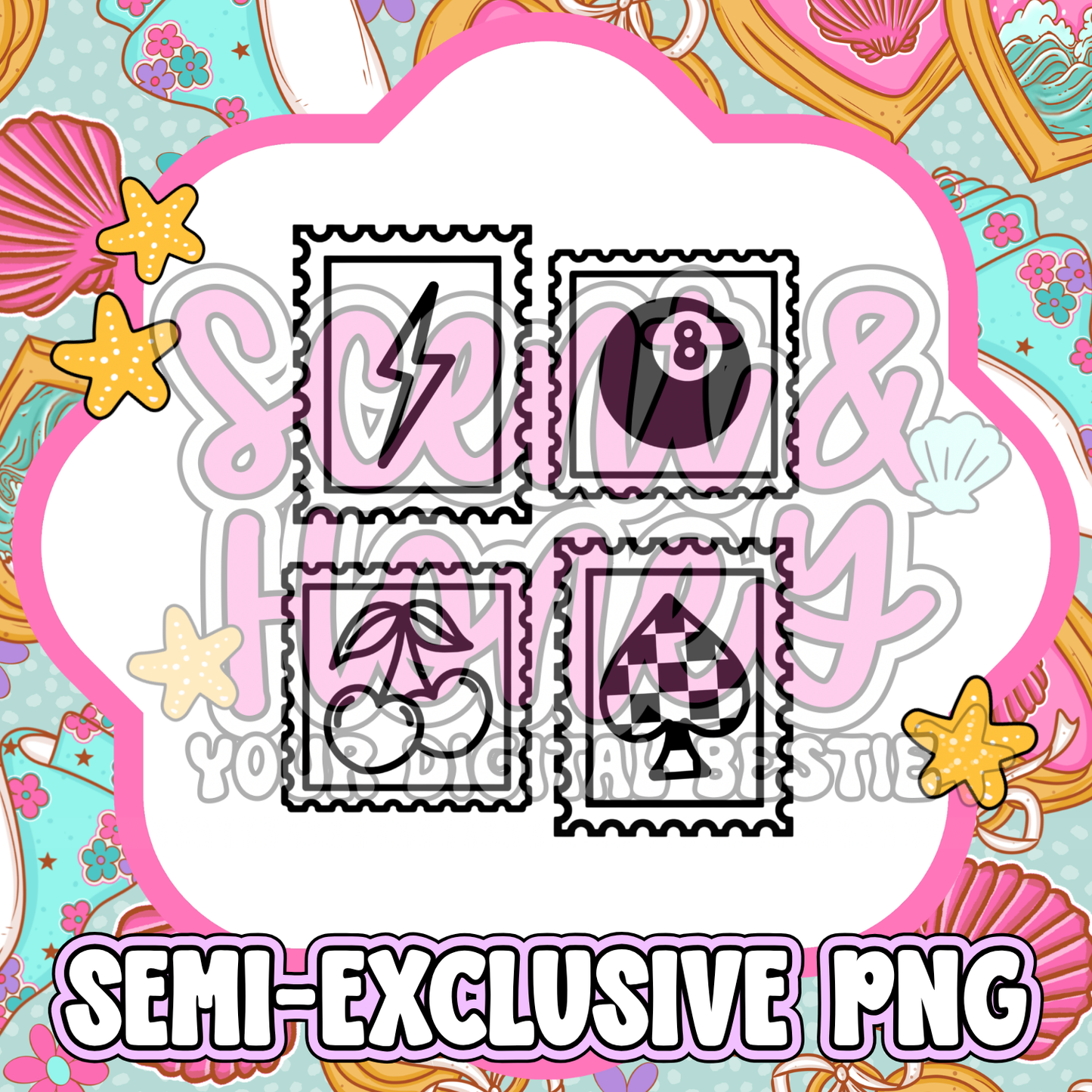 **SEMI-EXCLUSIVE** 8 Ball Stamp Collage PNG