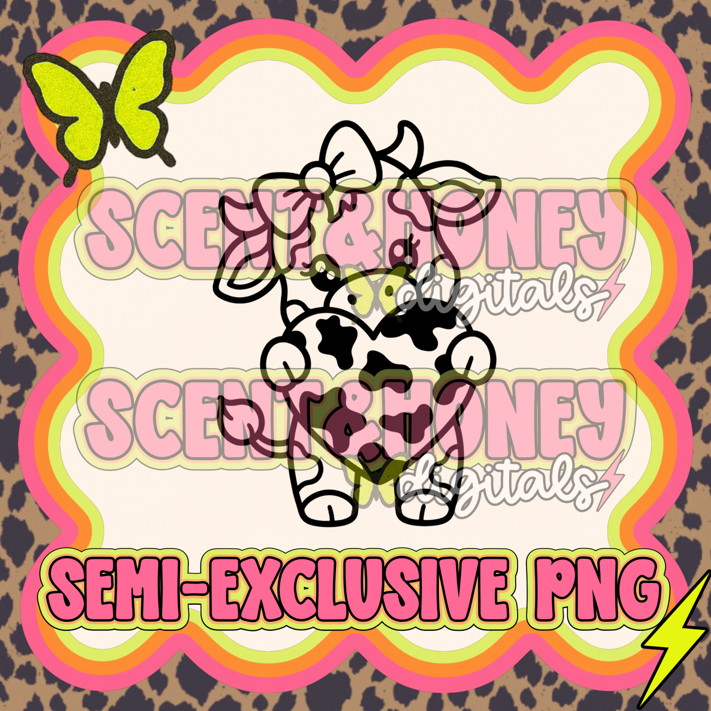 **SEMI-EXCLUSIVE** Cow with Cow Print Heart PNG