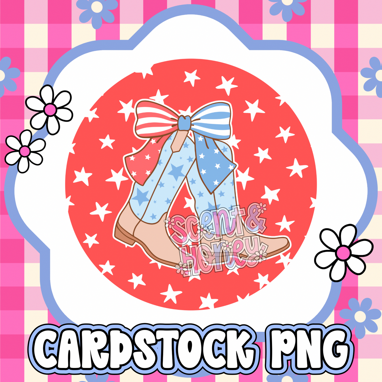 Fourth of July Boots Cardstock PNG