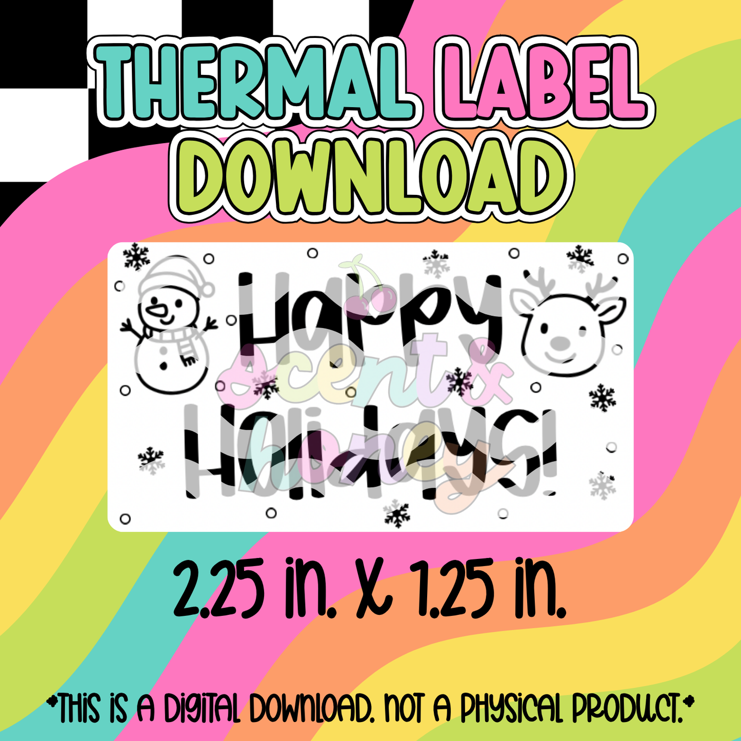 Cute Happy Holidays Thermal Label