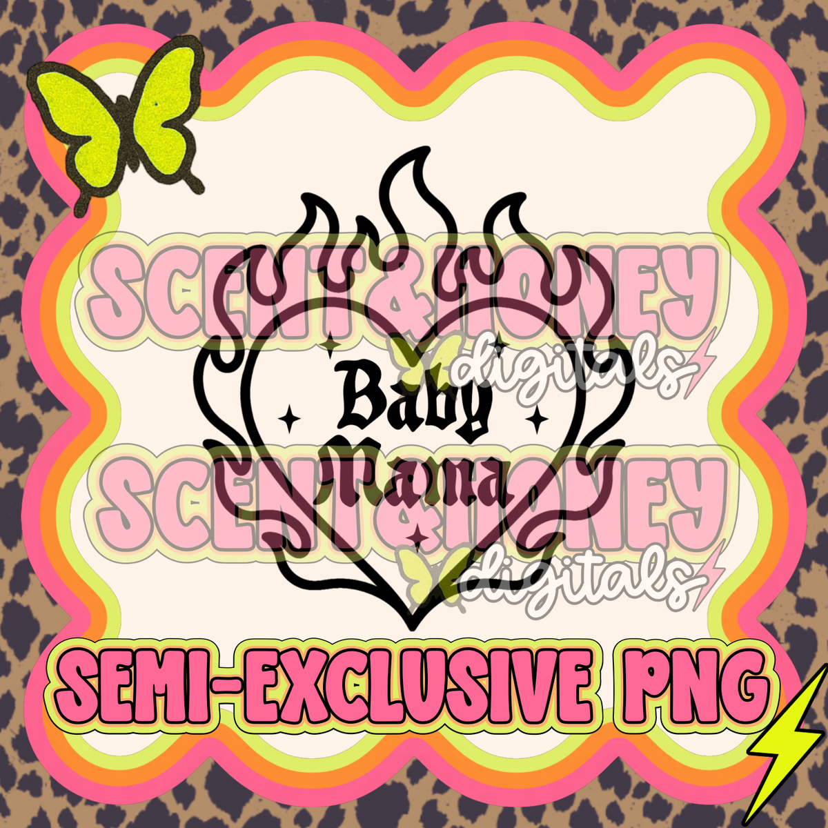 **SEMI-EXCLUSIVE** Baby Mama Flaming Heart PNG