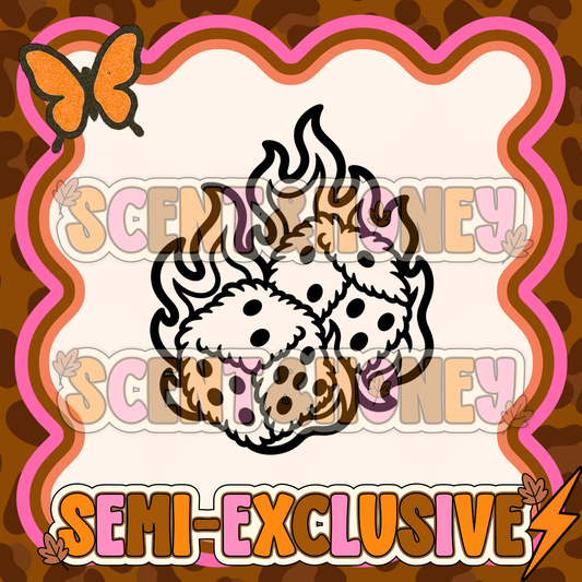 **SEMI-EXCLUSIVE** Fuzzy Flaming Dice PNG