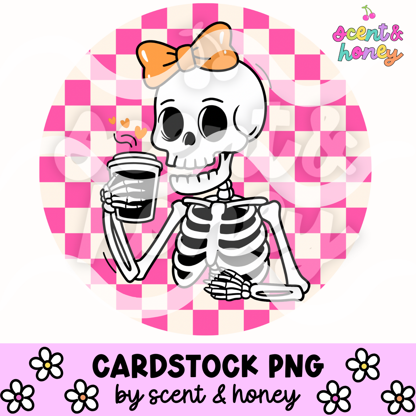 Skeleton and Coffee Cardstock PNG