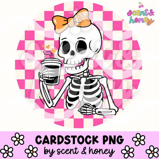 Skeleton and Coffee Cardstock PNG
