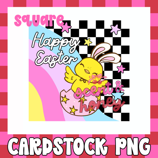 Happy Easter Chick (square) Cardstock PNG