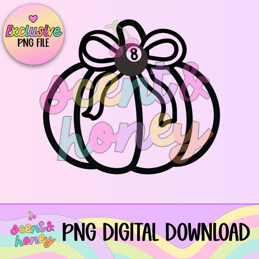 **SEMI-EXCLUSIVE** Pumpkin with Magic 8 Ball Bow PNG Download