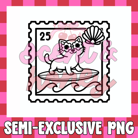 **SEMI-EXCLUSIVE** Surfing Cat Stamp PNG