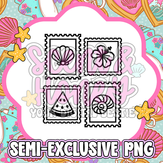 **SEMI-EXCLUSIVE** Summer Stamp Collage PNG