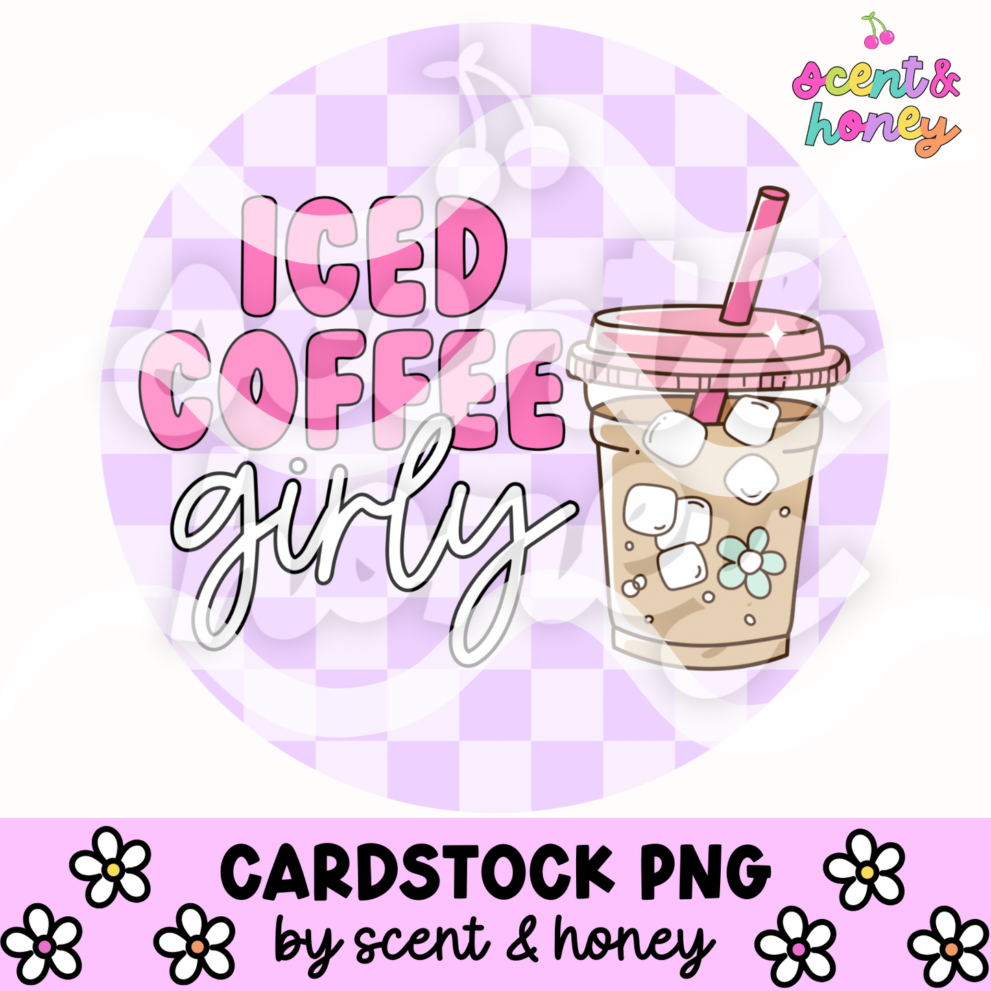 Iced Coffee Girly Cardstock PNG