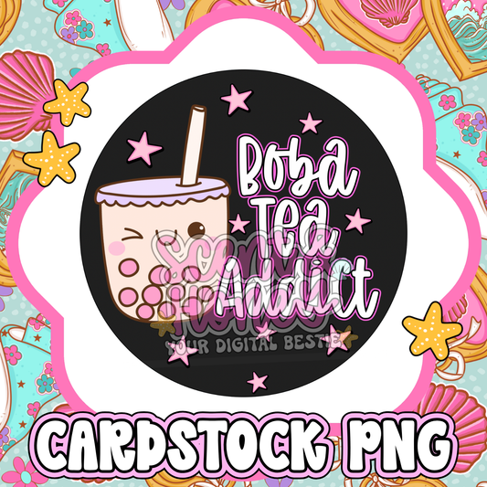 Boba Tea Addict Cardstock PNG