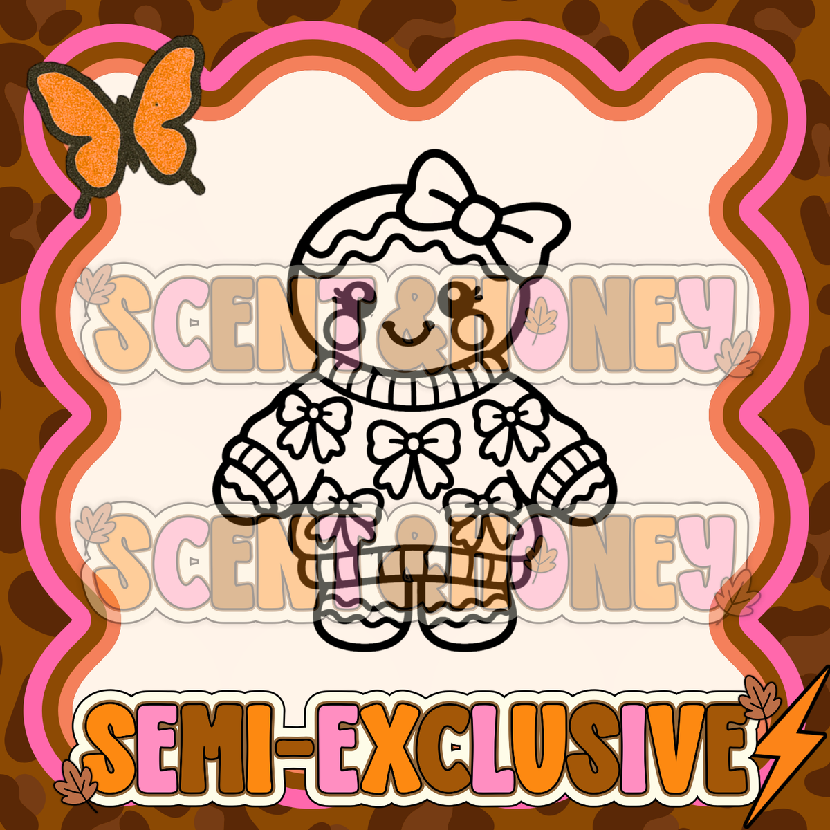 **SEMI-EXCLUSIVE** Gingerbread Girl with Bow Sweater PNG