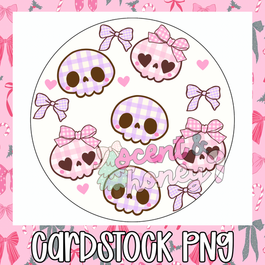 Gingham Skulls Cardstock PNG