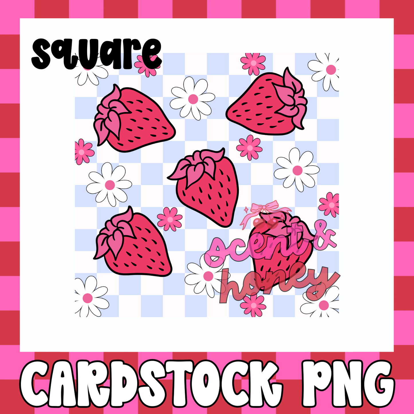 Cute Strawberries (square) Cardstock PNG