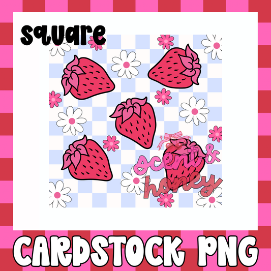 Cute Strawberries (square) Cardstock PNG