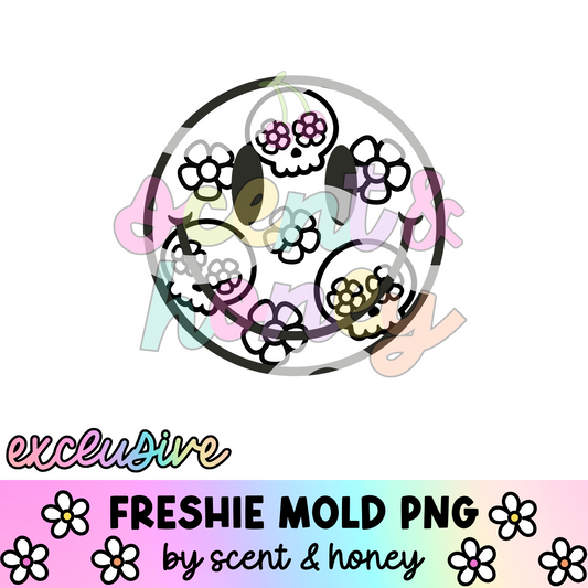 **SEMI-EXCLUSIVE** Floral Skelly Happy Face PNG Download
