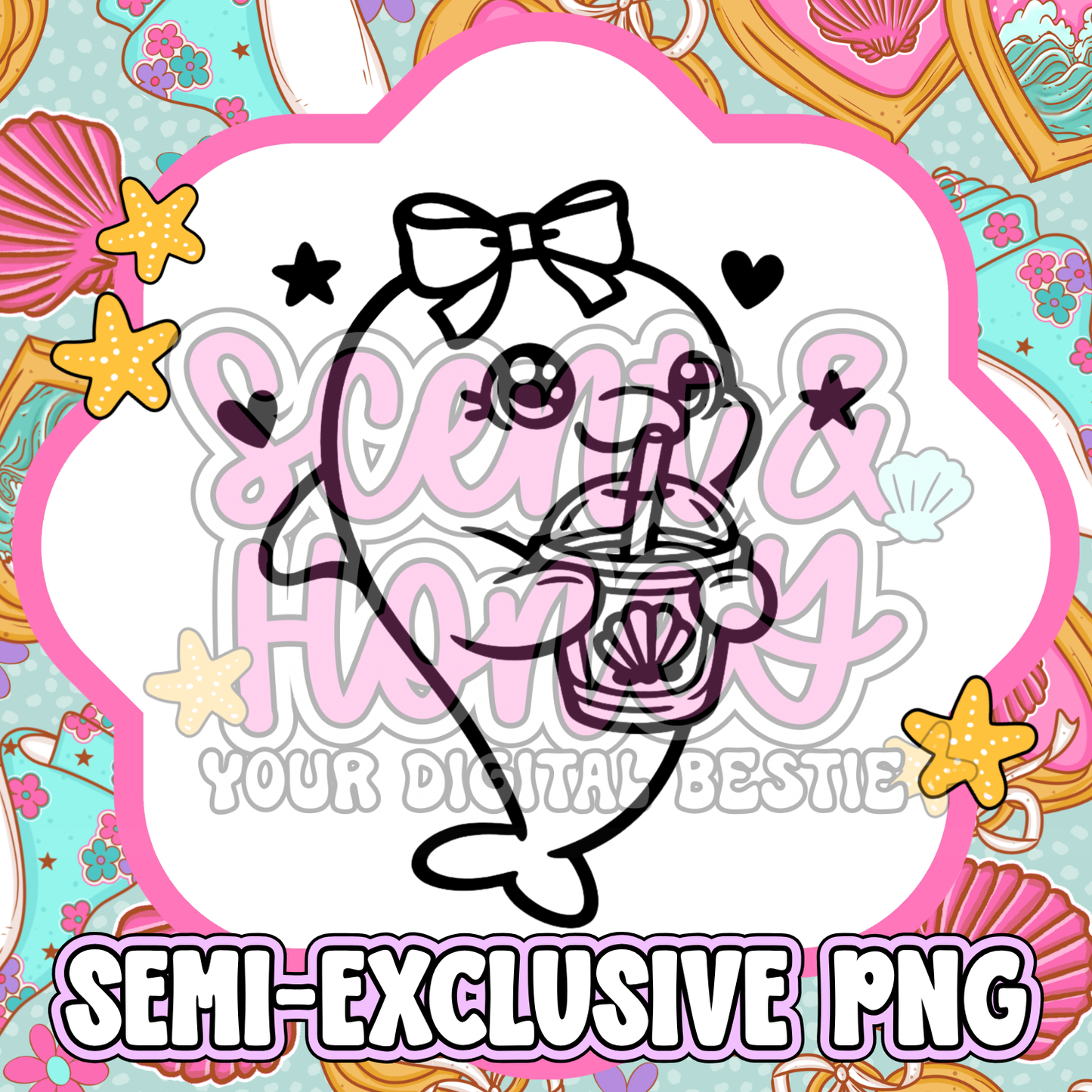 **SEMI-EXCLUSIVE** Dolphin with Shell Iced Coffee PNG