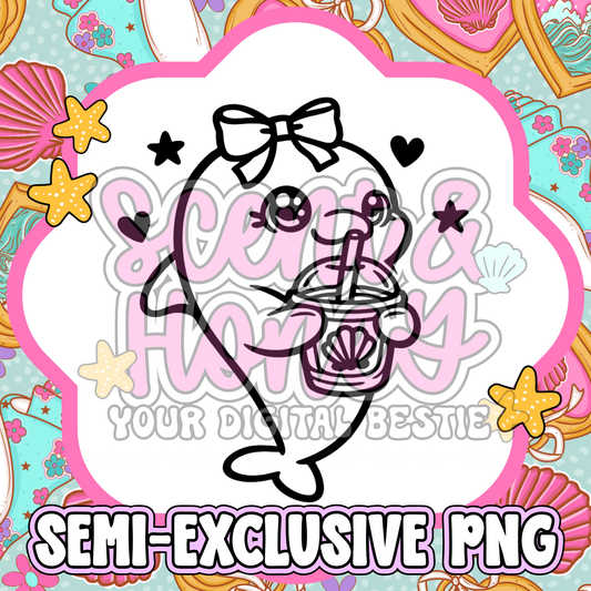 **SEMI-EXCLUSIVE** Dolphin with Shell Iced Coffee PNG