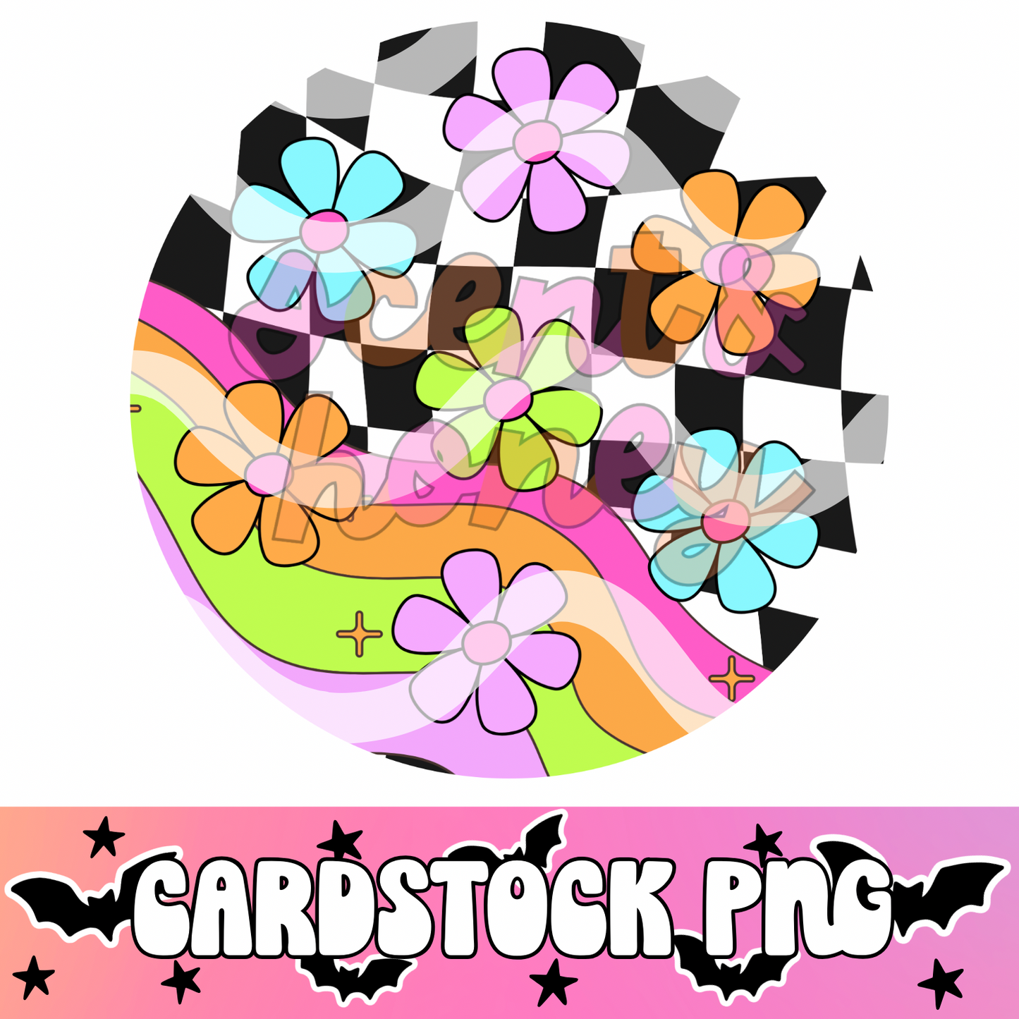 Groovy Flowers Cardstock PNG