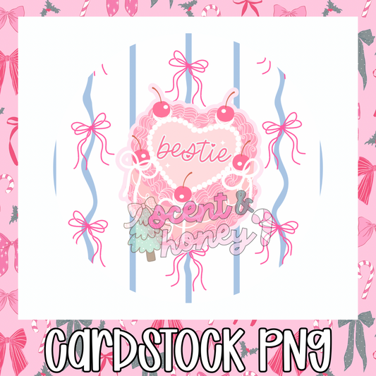 Bestie Heart Cake Cardstock PNG