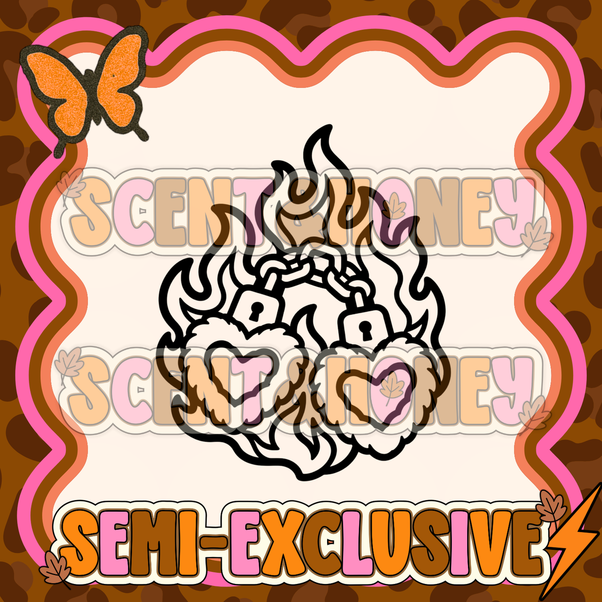 **SEMI-EXCLUSIVE** Fuzzy Heart Cuffs in Flames PNG