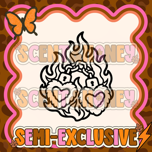 **SEMI-EXCLUSIVE** Fuzzy Heart Cuffs in Flames PNG