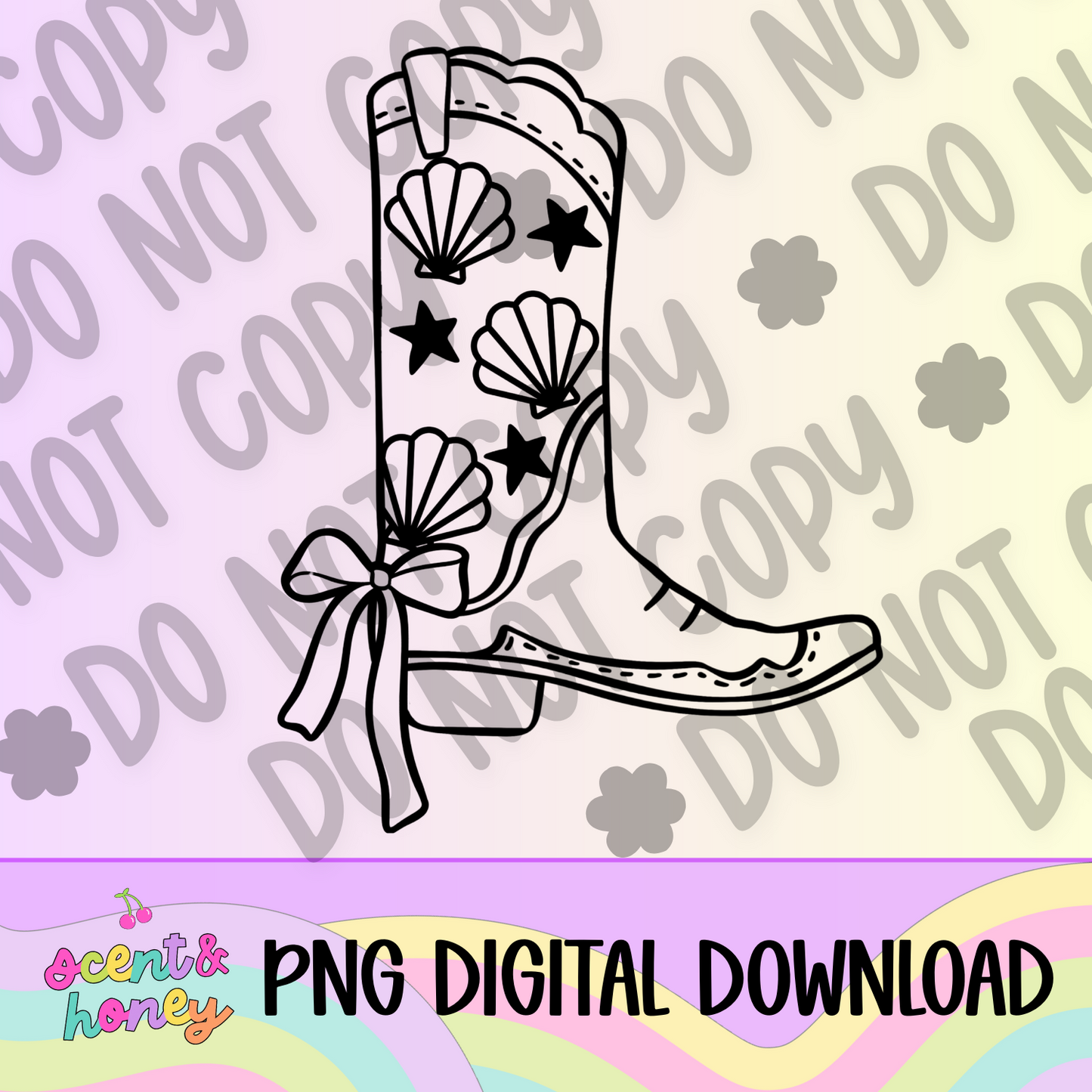Seashell Cowgirl Boot PNG Download
