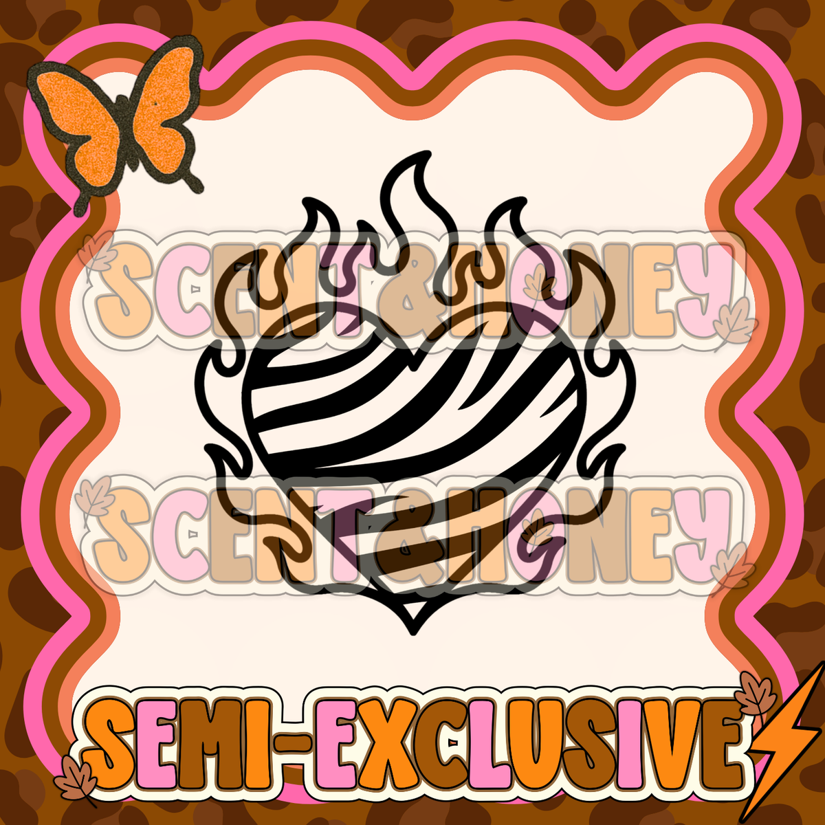 **SEMI-EXCLUSIVE** Zebra Print Flaming Heart PNG