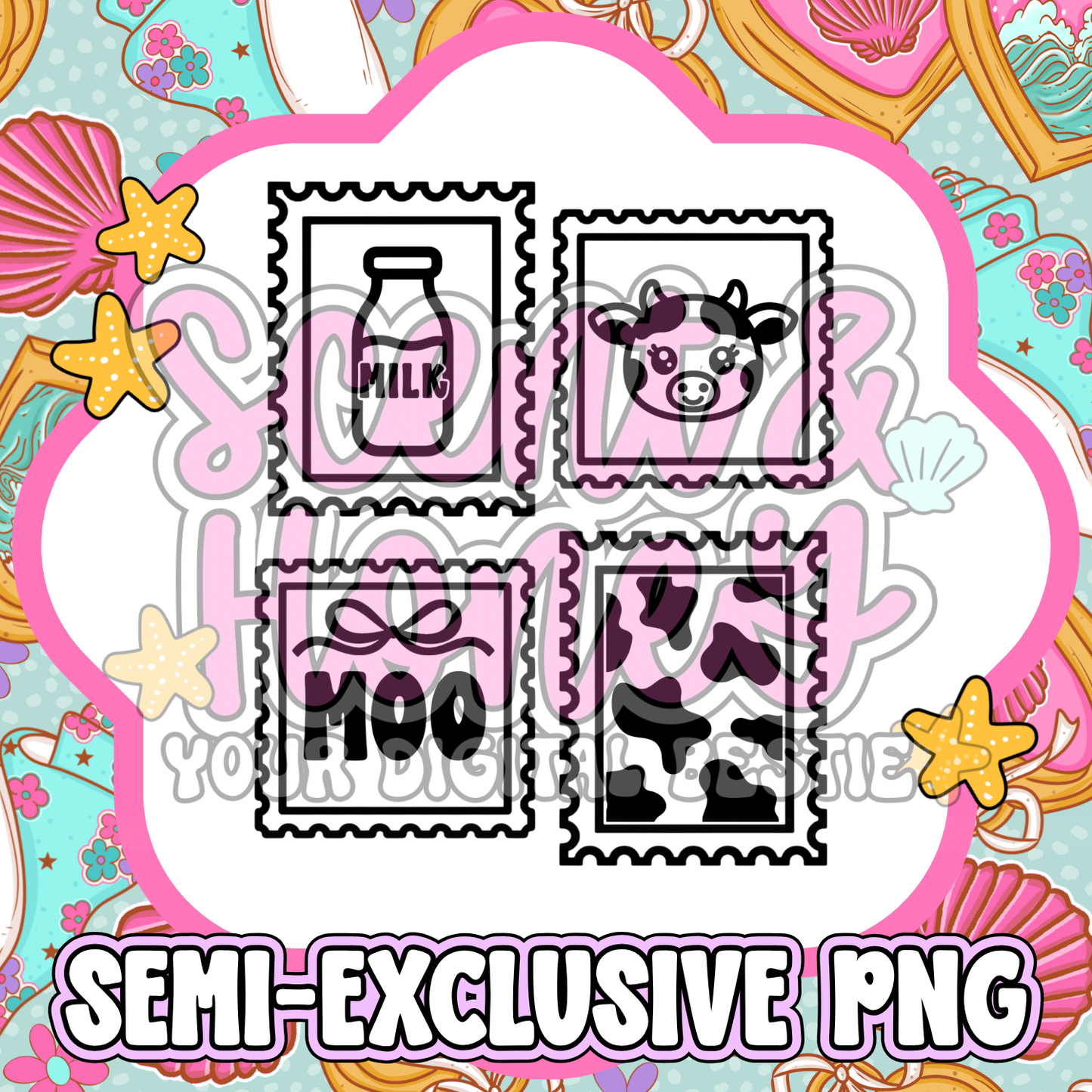 **SEMI-EXCLUSIVE** Cow Stamp Collage