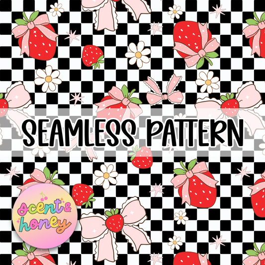 Strawberry Coquette Seamless Pattern